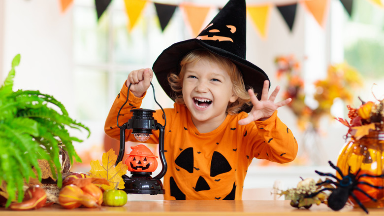 Young child dressed up for Halloween