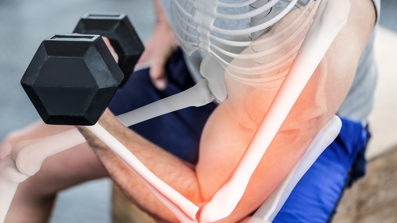 man working out with bones highlighted