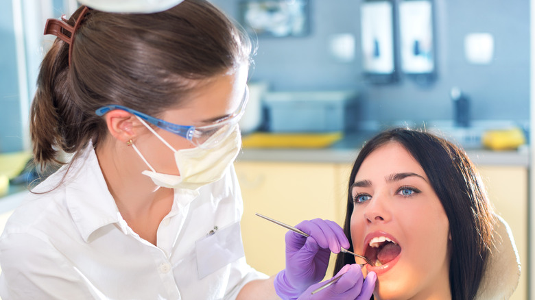 Woman having an oral checkup