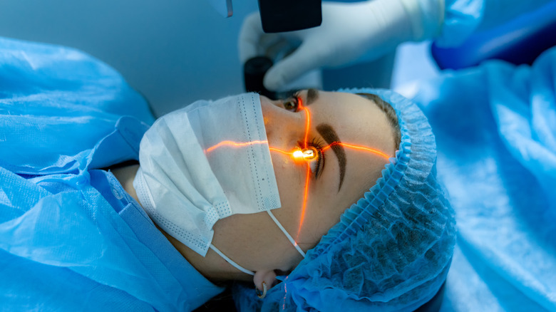 woman getting her eye surgery