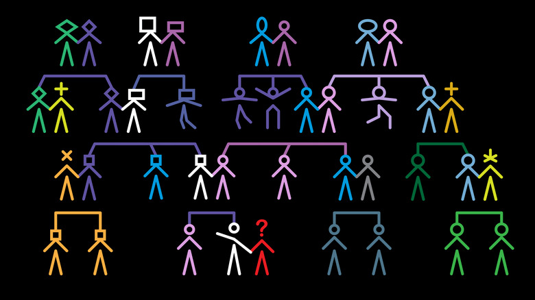 colorful family tree on black background 