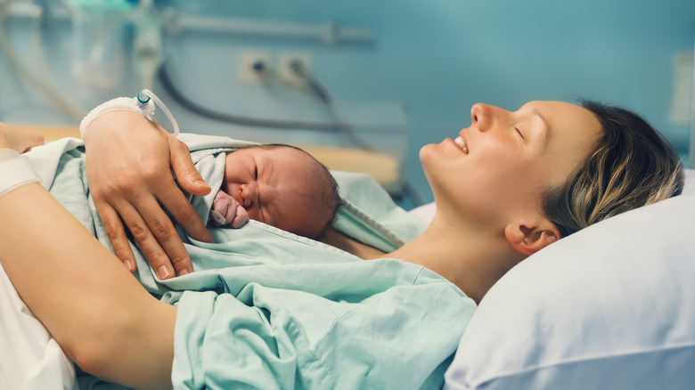 newborn baby and mom