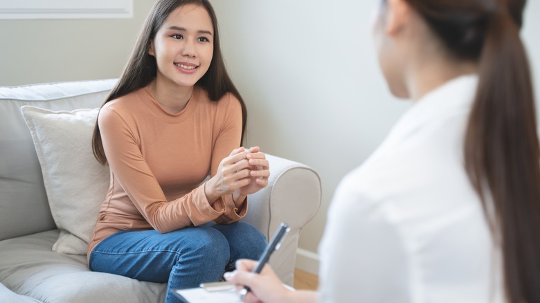 young woman in therapy session