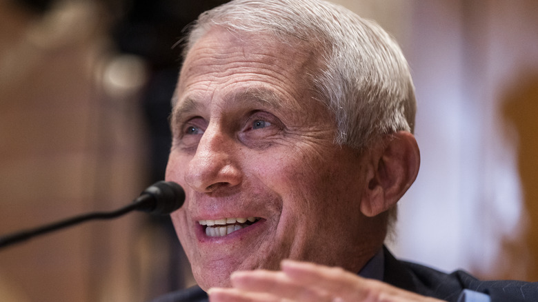 Dr. Anthony Fauci speaking into a microphone
