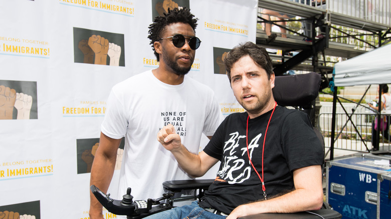 Chadwick Boseman at an immigration reform march