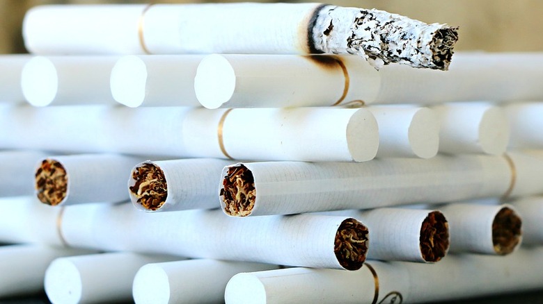 Stack of cigarettes arranged neatly