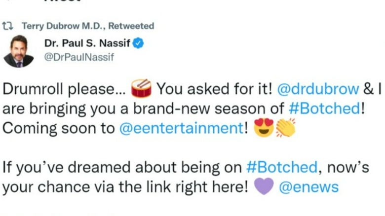 Dr. Nassif retweeting Dr. Dubrow