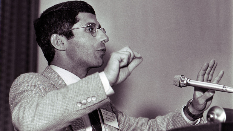 Anthony Fauci speaking in microphone