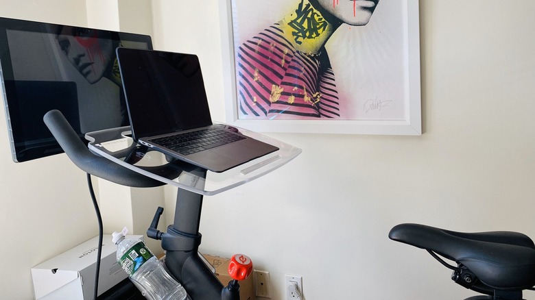 Peloton desk with computer