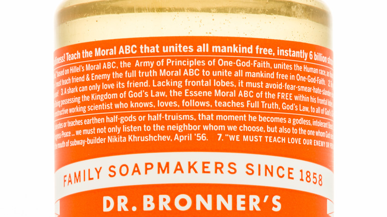 close up of the Dr. Bronner's label 