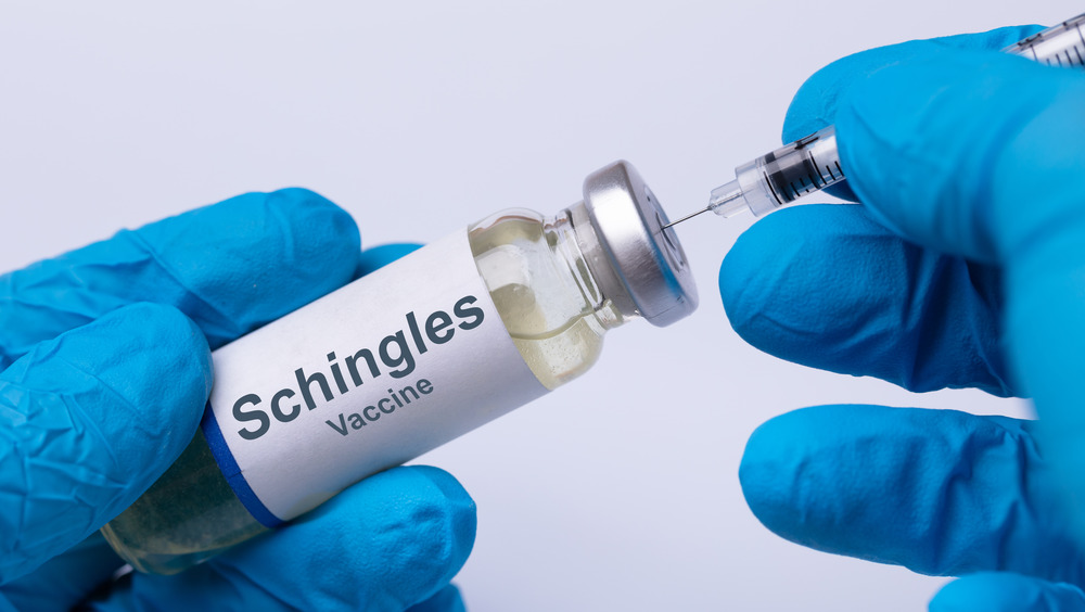 close up of schingles vaccine