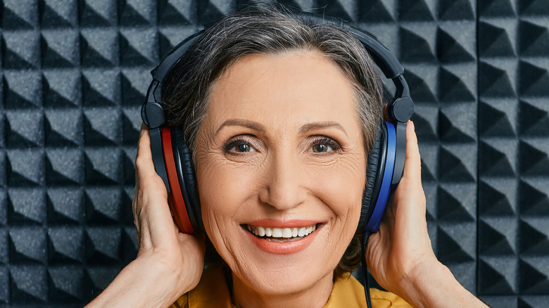 woman wearing headphones