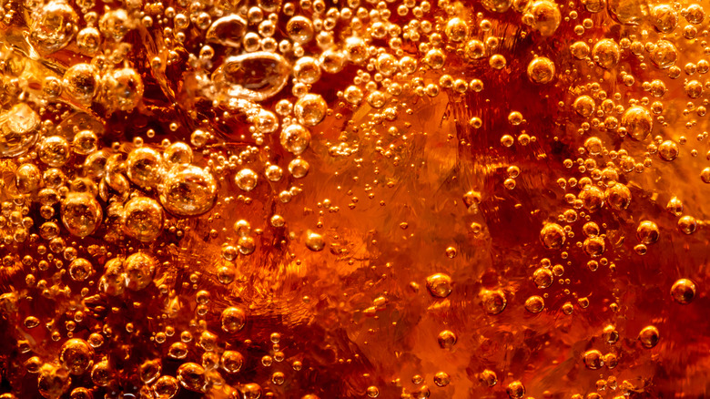 Close up of soda and its carbonation 