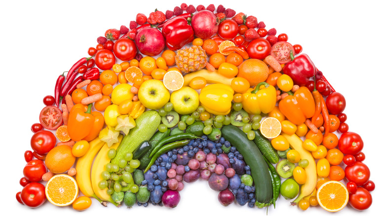colorful food in rainbow shape