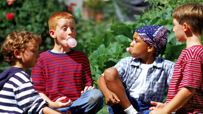 children chewing gum