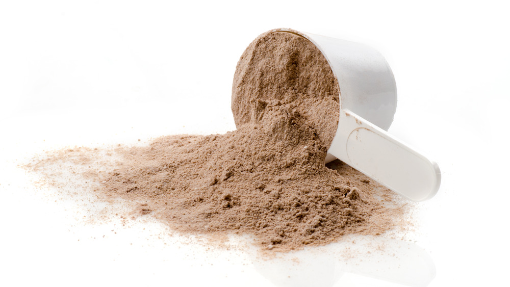 scoop of whey protein powder