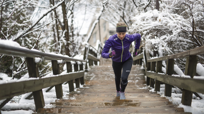 woman running in winter