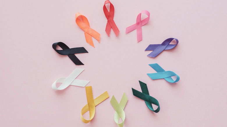 multicolored ribbons for cancer awareness