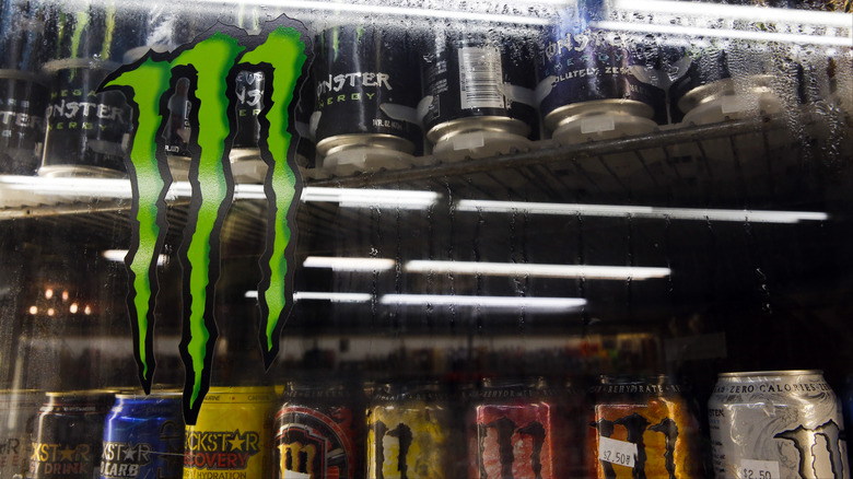 energy drinks in cabinet