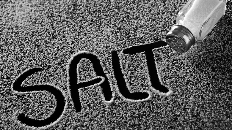 Salt written on salty surface