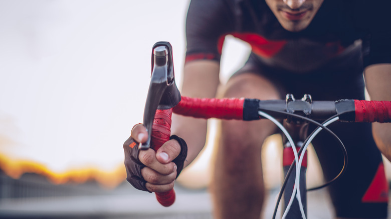 Athlete on racing bike