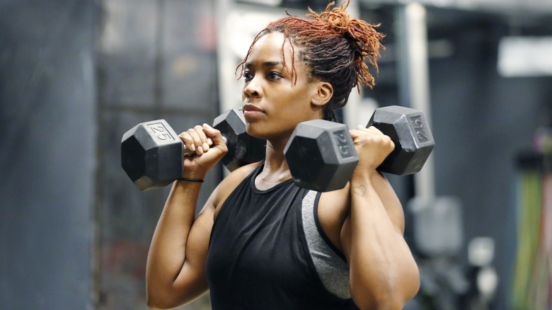 Woman lifting weights