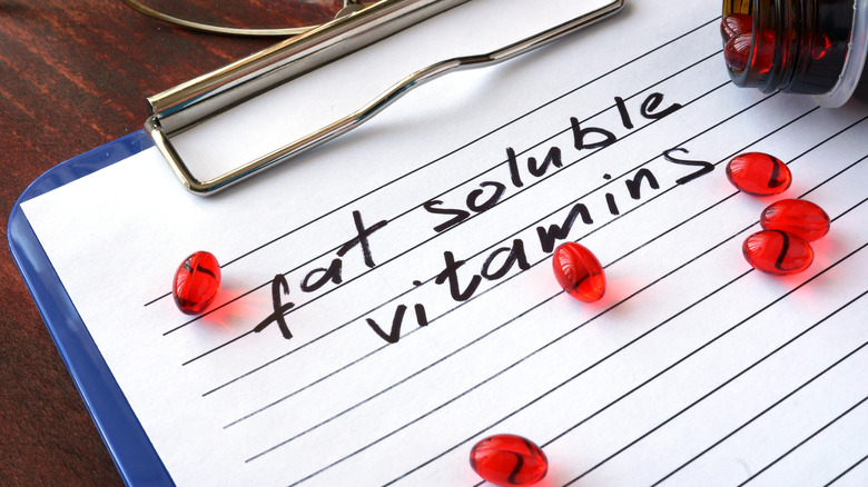 Red capsules over fat-soluble vitamins sign