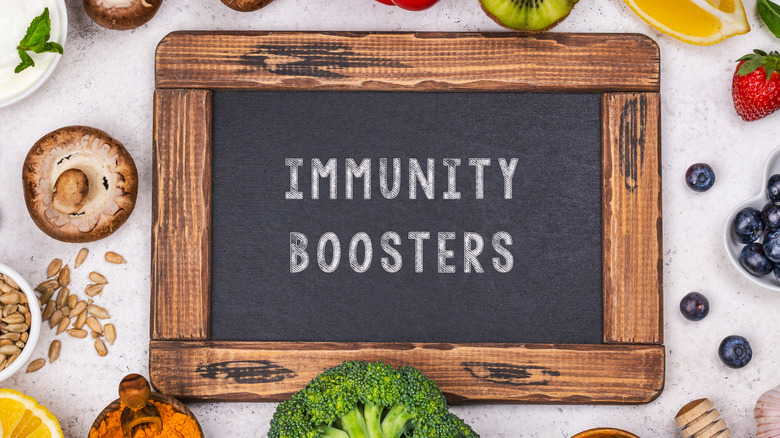 immunity boosters written on a blackboard