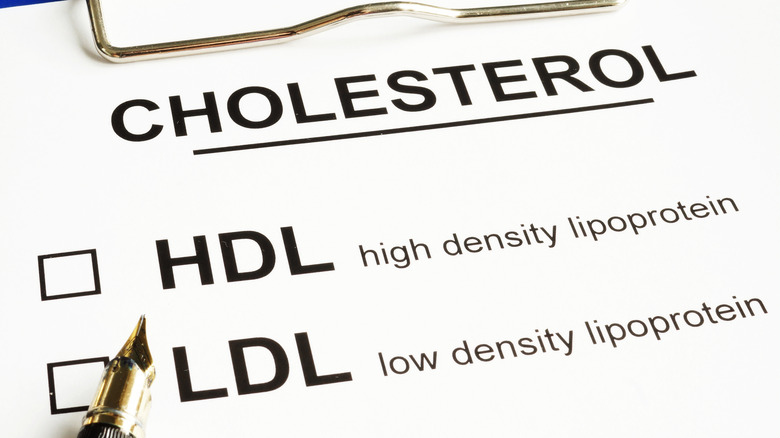 A clipboard listing the two types of cholesterol