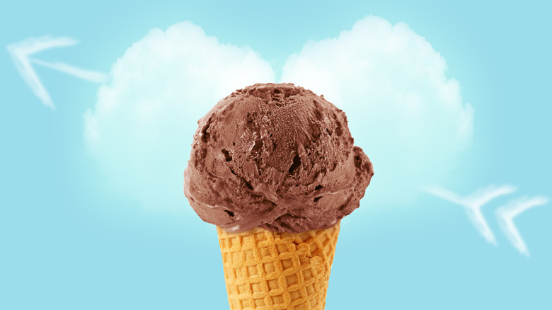 chocolate ice cream with heart-shaped cloud