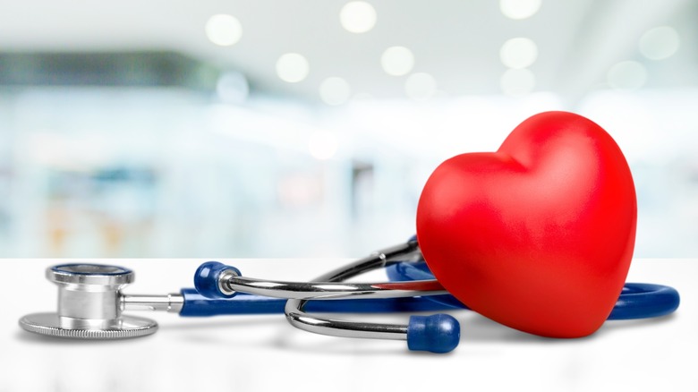 Heart shaped exercise ball with stethoscope