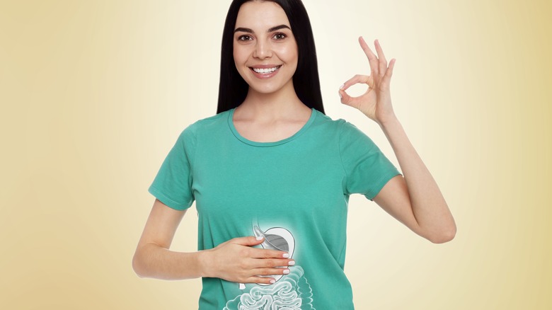 Woman with healthy digestive system