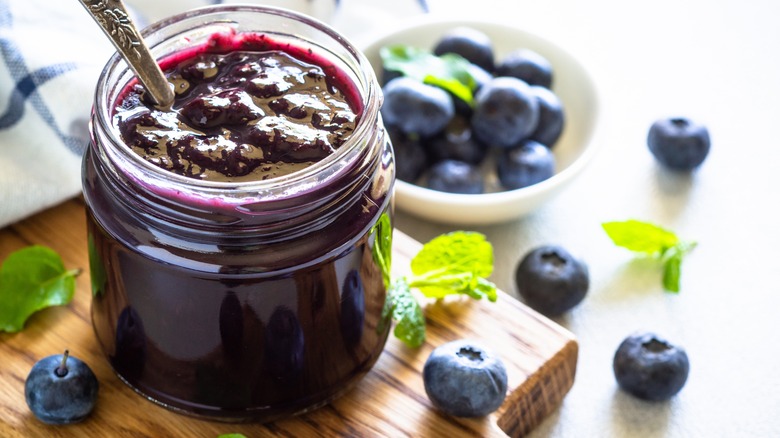 blueberry jam and blueberries