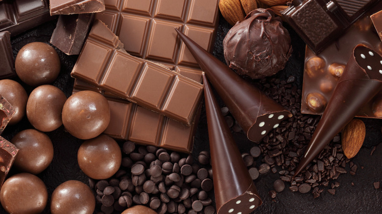 Assortment of fine chocolates with nuts