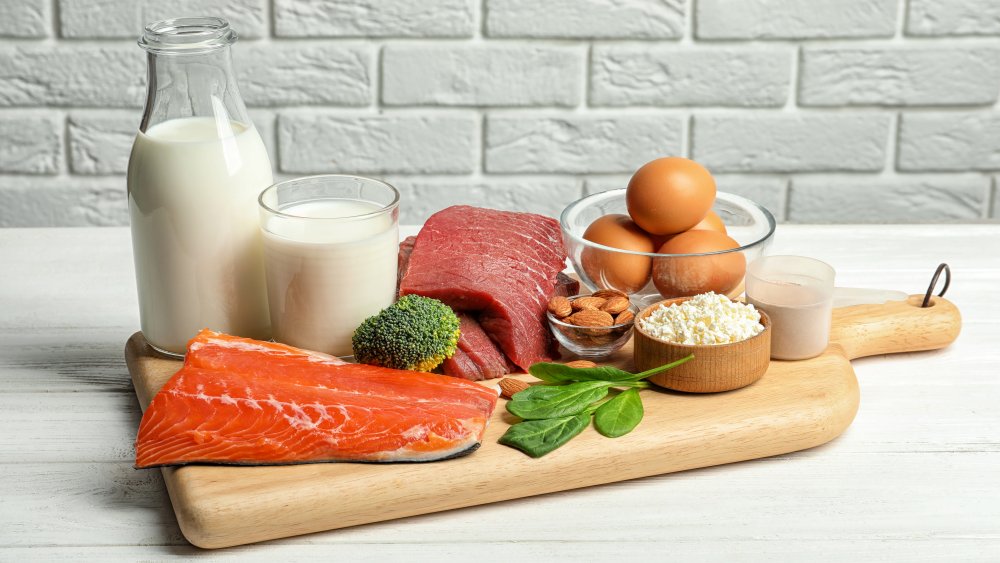 Options of protein foods on table