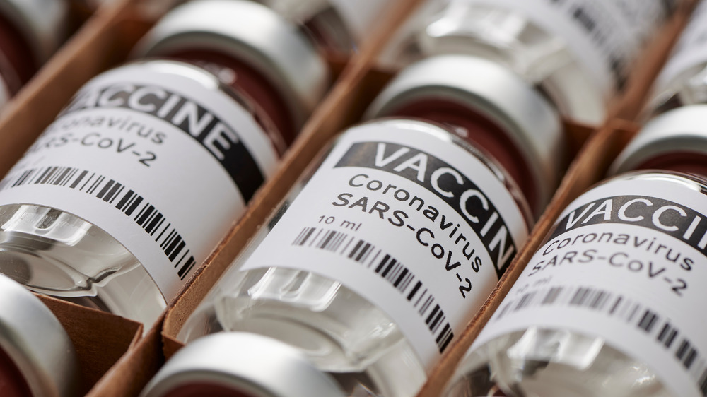 Vaccine doses in a shipping box 