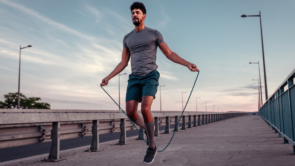 man jumping rope