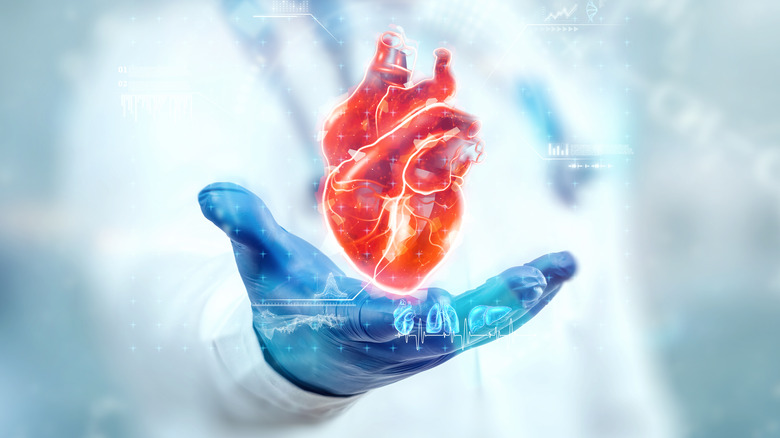 doctor holding heart hologram