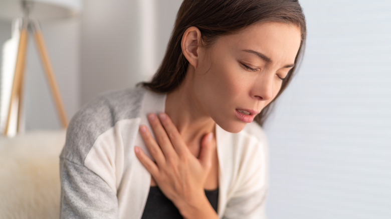 woman with anemia has shortness of breath and fatigue