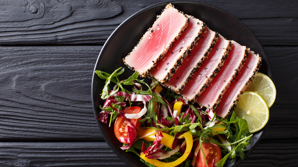 tuna steak and salad