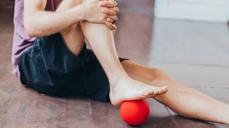 Foot on MyoStorm massage ball