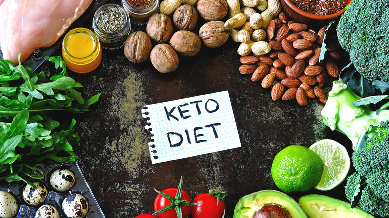 sample of healthy fats and nuts with keto diet sign