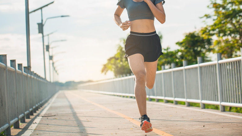 A woman goes on a run 