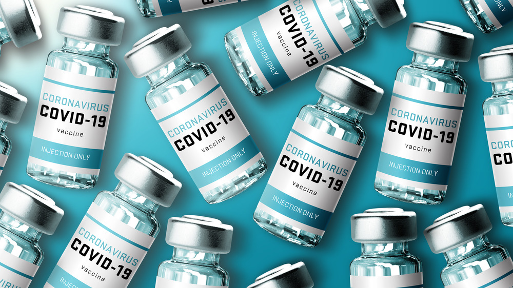 Multiple bottles of COVID vaccines