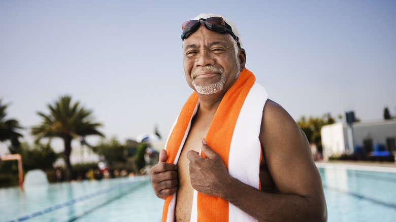 older man in swimming gear