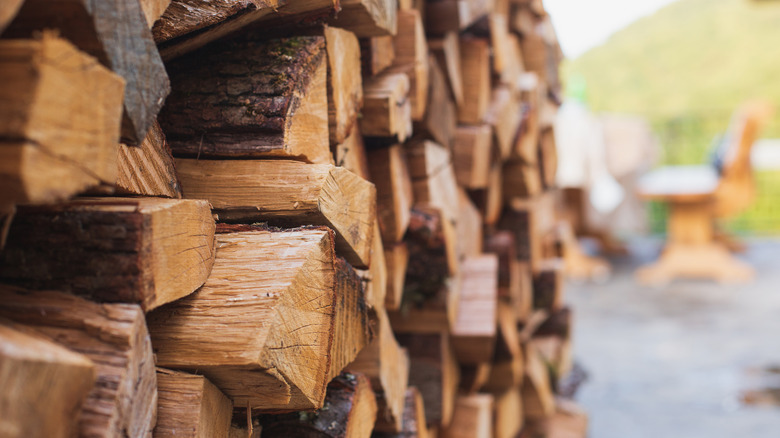 Stacks of dry firewood 