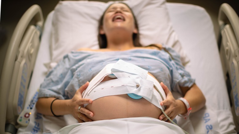 Woman having contractions