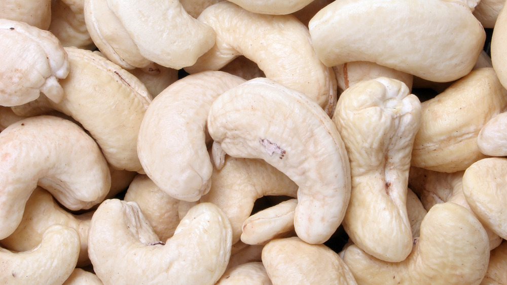 Raw cashews up close