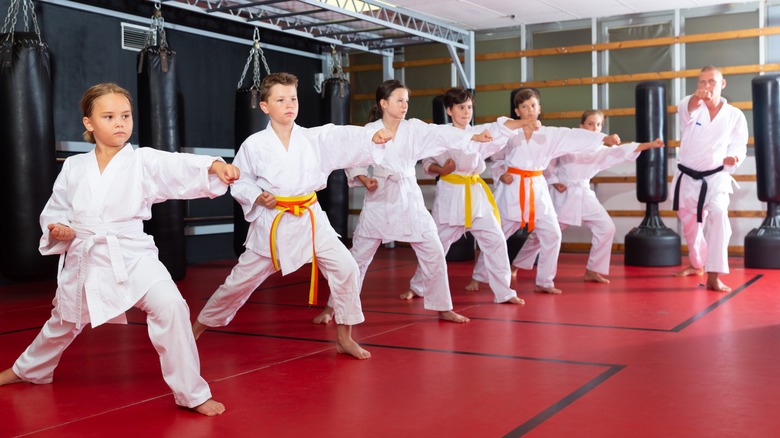 Students doing karate
