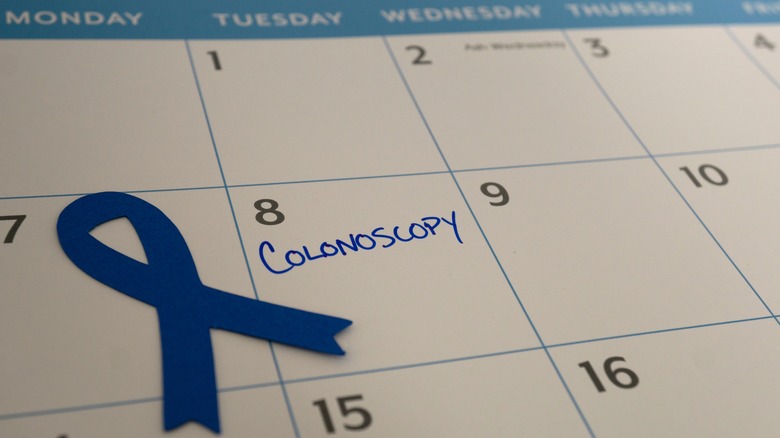 Calendar marked with colonoscopy appointment